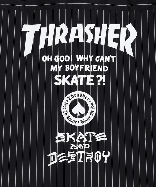 THRASHER（スラッシャー）の「THRASHER スラッシャー ストライプ バックプリント オーバーサイズ 長袖シャツ（シャツ/ブラウス・メンズ・グレー/サックスブルー/ブラック・M/L）」の7枚目の写真