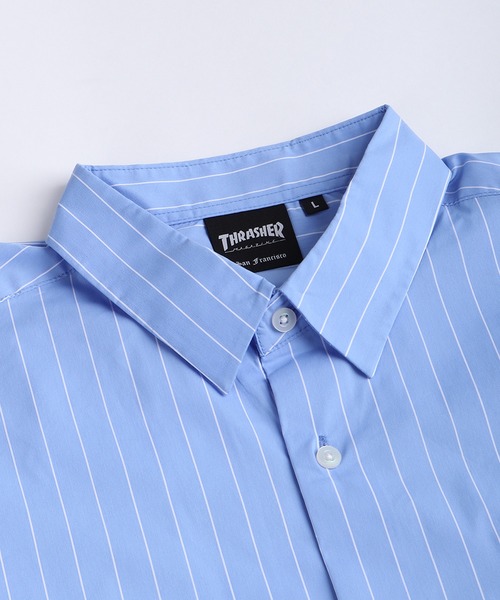 THRASHER（スラッシャー）の「THRASHER スラッシャー ストライプ バックプリント オーバーサイズ 長袖シャツ（シャツ/ブラウス・メンズ・グレー/サックスブルー/ブラック・M/L）」の16枚目の写真
