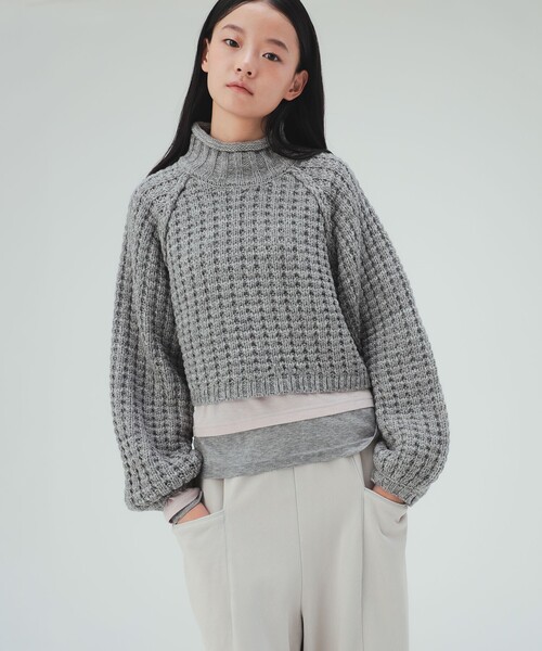 BEAMS HEART（ビームスハート）の「ワッフル編み クロップド プルオーバー（ニット/セーター・レディース・チャコールグレー/レッド/グレー/ホワイト系その他5・FREE）」の7枚目の写真