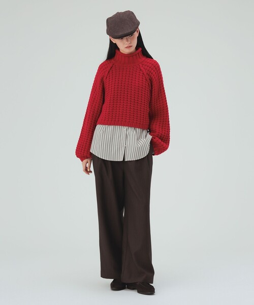 BEAMS HEART（ビームスハート）の「ワッフル編み クロップド プルオーバー（ニット/セーター・レディース・チャコールグレー/レッド/グレー/ホワイト系その他5・FREE）」の8枚目の写真
