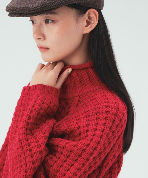 BEAMS HEART（ビームスハート）の「ワッフル編み クロップド プルオーバー（ニット/セーター・レディース・チャコールグレー/レッド/グレー/ホワイト系その他5・FREE）」の11枚目の写真