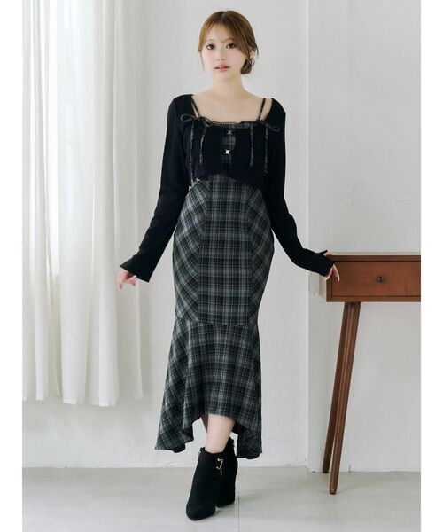 EATME（イートミー）の「マーメイドチェックワンピース（ワンピース・レディース・ブラック/ブラウン・SMALL/MEDIUM）」の4枚目の写真