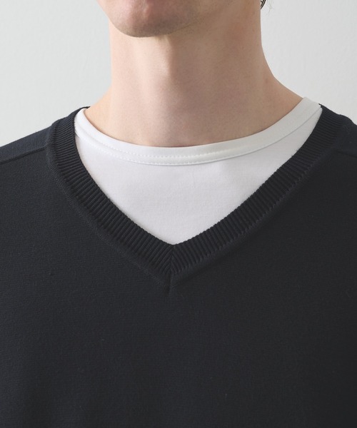 STUDIOUS(ステュディオス)の「【STUDIOUS】Smooth Silky VneckKnit(ニット/セーター・メンズ・グレー/ブラック/ホワイト・2/1)」の21枚目の写真