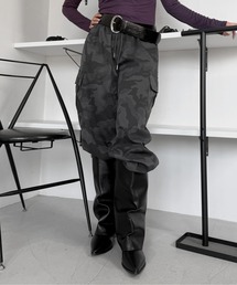 【jiasecond.】ミリタリーカーゴパンツ / ボトムス カーゴパンツ カモフラ ミリタリー ルーズ グレー カーキ ZOZOTOWN限定