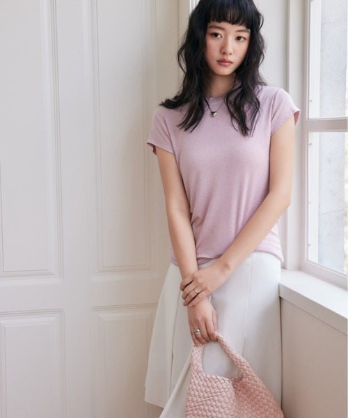 JOCOSA(ジョコサ)の「とろん、と涼しい メリノウール混 Tシャツ(Tシャツ/カットソー・レディース・ピンク/グレー/ダークグレー/ブルー/アイボリー/ブラック・M/L)」の6枚目の写真