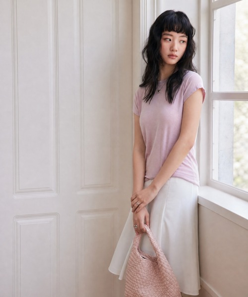 JOCOSA(ジョコサ)の「とろん、と涼しい メリノウール混 Tシャツ(Tシャツ/カットソー・レディース・ピンク/グレー/ダークグレー/ブルー/アイボリー/ブラック・M/L)」の9枚目の写真