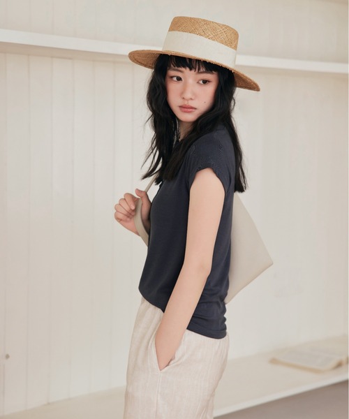 JOCOSA(ジョコサ)の「とろん、と涼しい メリノウール混 Tシャツ(Tシャツ/カットソー・レディース・ピンク/グレー/ダークグレー/ブルー/アイボリー/ブラック・M/L)」の13枚目の写真