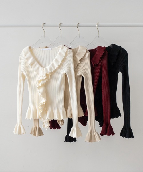 on:nue（オンニュ）の「【on:nue】[フリルニットシリーズ  長袖登場！] フリルデザインロングスリーブリブニット/26-27 AW COLLECTION（ニット/セーター・レディース・ブラック/バーガンディー/アイボリー/ベージュ・FREE）」の20枚目の写真