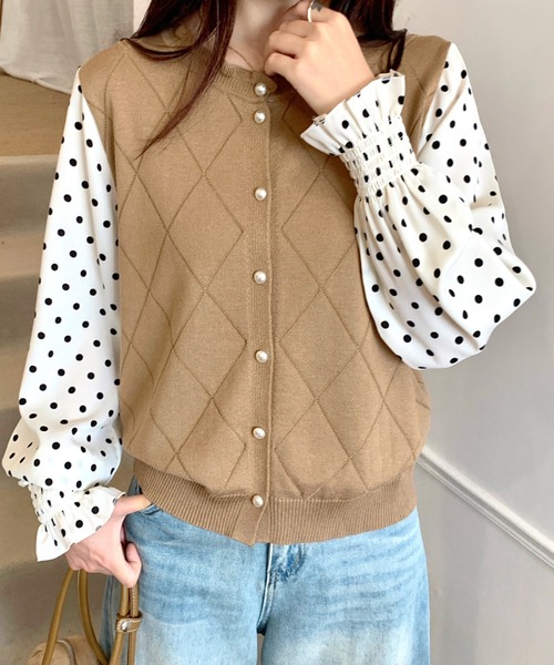 SHEENA(シーナ)の「ドットブラウスドッキングフリルニットトップス(ニット/セーター・レディース・オフホワイト/グレー/ブラック/ベージュ・M)」の17枚目の写真