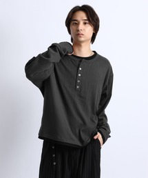 FAKE LAYERED HENLEY NECK LONG SLEEVE T-SHIRT/フェイクレイヤードヘンリーネックロンT
