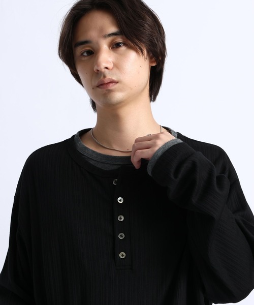RAGEBLUE(レイジブルー)の「FAKE LAYERED HENLEY NECK LONG SLEEVE T-SHIRT/フェイクレイヤードヘンリーネックロンT(Tシャツ/カットソー・メンズ・ブラック/ブラウン/グレー・MEDIUM/LARGE)」の17枚目の写真