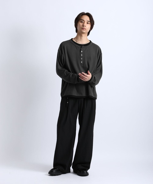 RAGEBLUE(レイジブルー)の「FAKE LAYERED HENLEY NECK LONG SLEEVE T-SHIRT/フェイクレイヤードヘンリーネックロンT(Tシャツ/カットソー・メンズ・ブラック/ブラウン/グレー・MEDIUM/LARGE)」の19枚目の写真