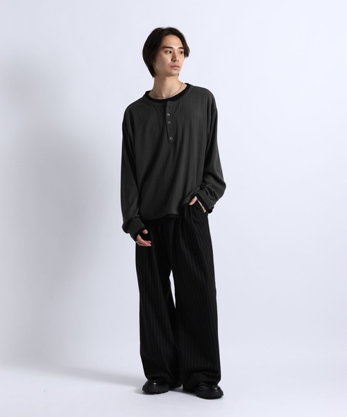 RAGEBLUE(レイジブルー)の「FAKE LAYERED HENLEY NECK LONG SLEEVE T-SHIRT/フェイクレイヤードヘンリーネックロンT(Tシャツ/カットソー・メンズ・ブラック/ブラウン/グレー・MEDIUM/LARGE)」の20枚目の写真