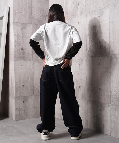 1111clothing(ワンフォークロージング)の「トライバル柄 レイヤードロンTee / Tribal Graphic Layered Long Sleeve T-Shirt(Tシャツ/カットソー・メンズ・ホワイト/ブラック・L/M)」の18枚目の写真