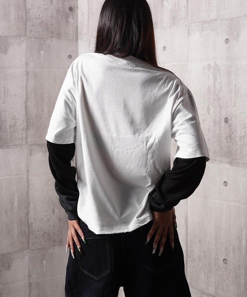 1111clothing(ワンフォークロージング)の「トライバル柄 レイヤードロンTee / Tribal Graphic Layered Long Sleeve T-Shirt(Tシャツ/カットソー・メンズ・ホワイト/ブラック・L/M)」の19枚目の写真