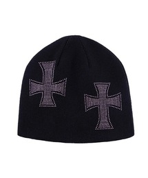 UNKNOWN LONDON（アンノウン・ロンドン）の「A'GEM/9 × .kom 『UNKNOWN LONDON/アンノウン ロンドン』Cross Rhinestone Beanie/クロスラインストーンビーニー（ニットキャップ/ビーニー）」