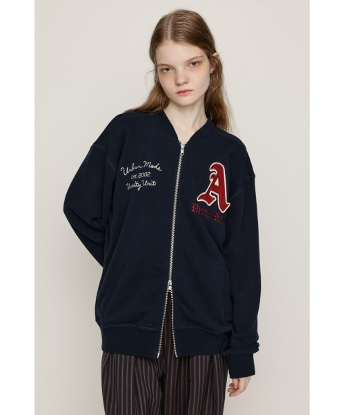 SLY(スライ)の「PATCHED ZIP UP JACKET パッチドジップアップジャケット パーカー 秋服 冬服(ブルゾン・レディース・ネイビー/杢グレー/ライトピンク・1/2)」の5枚目の写真