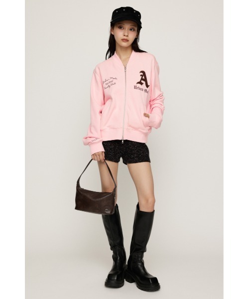 SLY(スライ)の「PATCHED ZIP UP JACKET パッチドジップアップジャケット パーカー 秋服 冬服(ブルゾン・レディース・ネイビー/杢グレー/ライトピンク・1/2)」の7枚目の写真