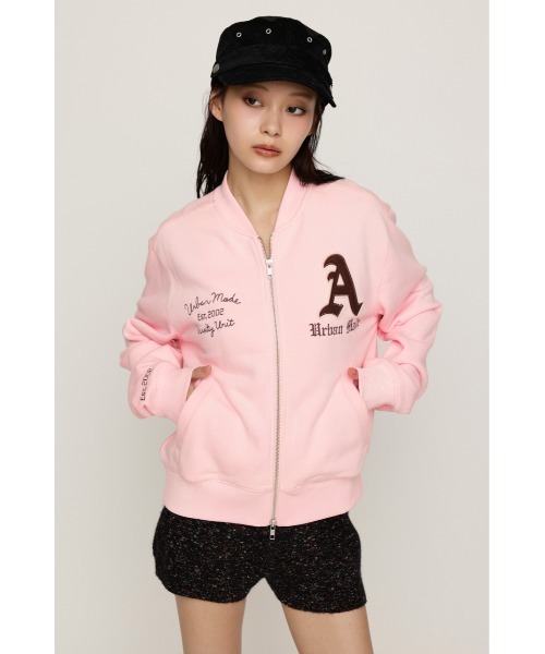 SLY(スライ)の「PATCHED ZIP UP JACKET パッチドジップアップジャケット パーカー 秋服 冬服(ブルゾン・レディース・ネイビー/杢グレー/ライトピンク・1/2)」の9枚目の写真
