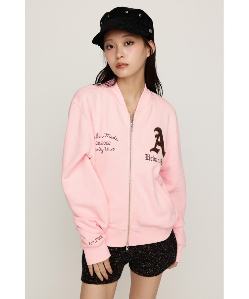 SLY(スライ)の「PATCHED ZIP UP JACKET パッチドジップアップジャケット パーカー 秋服 冬服(ブルゾン・レディース・ネイビー/杢グレー/ライトピンク・1/2)」の10枚目の写真