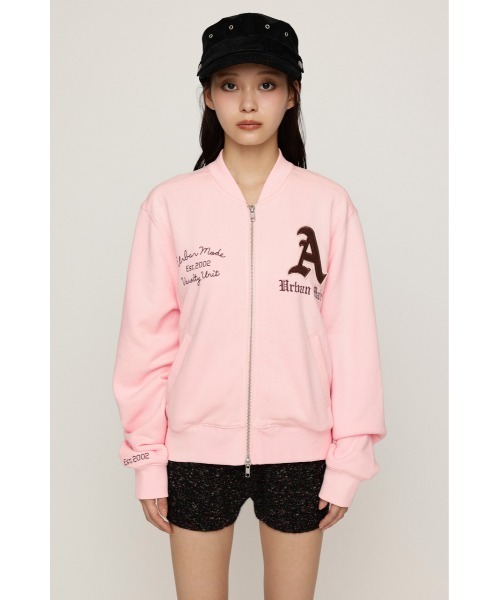 SLY(スライ)の「PATCHED ZIP UP JACKET パッチドジップアップジャケット パーカー 秋服 冬服(ブルゾン・レディース・ネイビー/杢グレー/ライトピンク・1/2)」の11枚目の写真