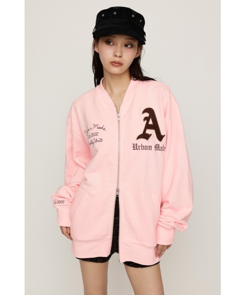 SLY(スライ)の「PATCHED ZIP UP JACKET パッチドジップアップジャケット パーカー 秋服 冬服(ブルゾン・レディース・ネイビー/杢グレー/ライトピンク・1/2)」の12枚目の写真
