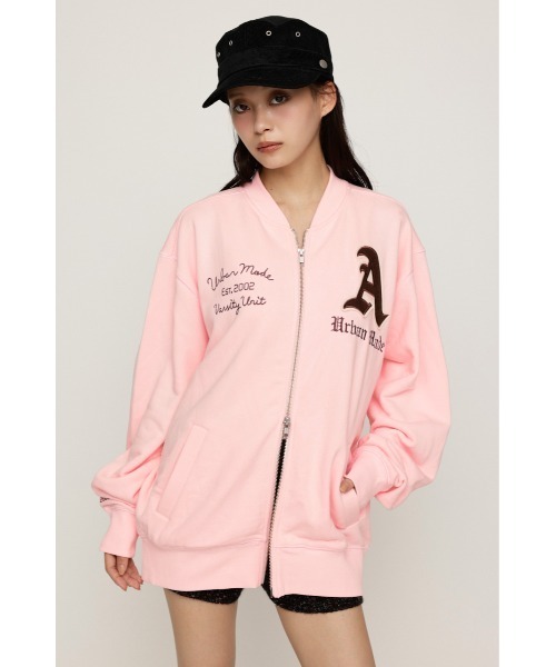 SLY(スライ)の「PATCHED ZIP UP JACKET パッチドジップアップジャケット パーカー 秋服 冬服(ブルゾン・レディース・ネイビー/杢グレー/ライトピンク・1/2)」の13枚目の写真