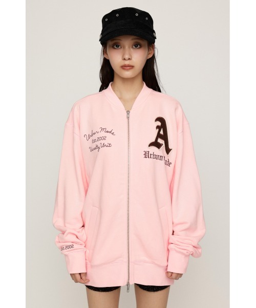 SLY(スライ)の「PATCHED ZIP UP JACKET パッチドジップアップジャケット パーカー 秋服 冬服(ブルゾン・レディース・ネイビー/杢グレー/ライトピンク・1/2)」の14枚目の写真