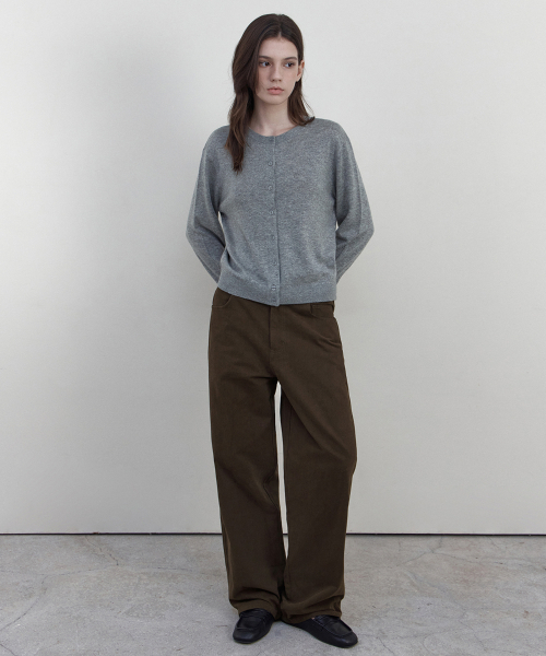 WEDNESDAYOASISFORWOMEN(ウェンズデー オアシス フォー ウーマン)の「GROVE ラムズウール ラウンドネック カーディガン_GRAY(WCB6KN73)(カーディガン/ボレロ・レディース・ライトグレー・FREE)」の3枚目の写真