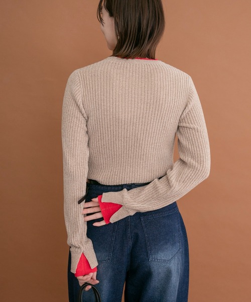 ITEMS URBANRESEARCH(アイテムズ アーバンリサーチ)の「ミニモール配色ニット(ニット/セーター・レディース・オフホワイト/グレー/ベージュ/ブラック・FREE)」の4枚目の写真