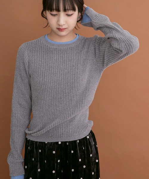 ITEMS URBANRESEARCH(アイテムズ アーバンリサーチ)の「ミニモール配色ニット(ニット/セーター・レディース・オフホワイト/グレー/ベージュ/ブラック・FREE)」の1枚目の写真