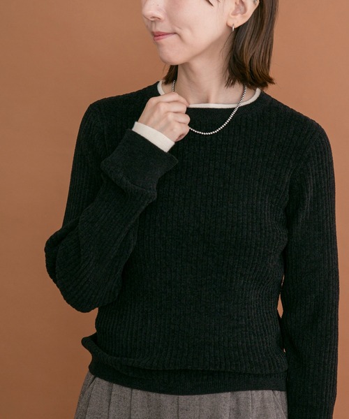 ITEMS URBANRESEARCH(アイテムズ アーバンリサーチ)の「ミニモール配色ニット(ニット/セーター・レディース・オフホワイト/グレー/ベージュ/ブラック・FREE)」の3枚目の写真