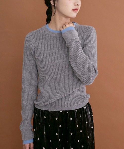 ITEMS URBANRESEARCH(アイテムズ アーバンリサーチ)の「ミニモール配色ニット(ニット/セーター・レディース・オフホワイト/グレー/ベージュ/ブラック・FREE)」の5枚目の写真