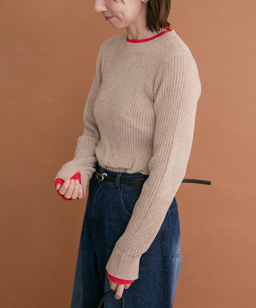 ITEMS URBANRESEARCH(アイテムズ アーバンリサーチ)の「ミニモール配色ニット(ニット/セーター・レディース・オフホワイト/グレー/ベージュ/ブラック・FREE)」の15枚目の写真