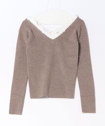 CLANE/クラネ/2WAY FRILL V NECK KNIT TOPS