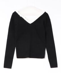CLANE/クラネ/2WAY FRILL V NECK KNIT TOPS