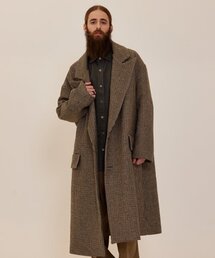 CARGOBROS（カーゴブロス）の「CB オーバーサイズ チェック シングル ロング コート (ブラウン)（チェスターコート）」