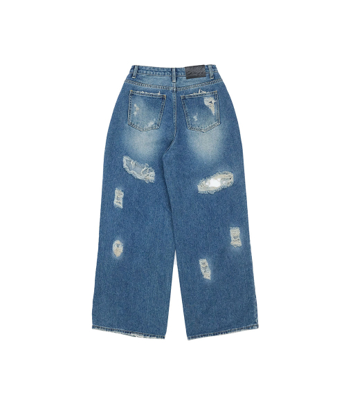 NO EXTRA TOUCH(ノー・エクストラ・タッチ)の「Hand-painted distressed denim pants (blue) / 26SMPT001BL(デニムパンツ・レディース・ブルー・LARGE/SMALL/MEDIUM)」の9枚目の写真