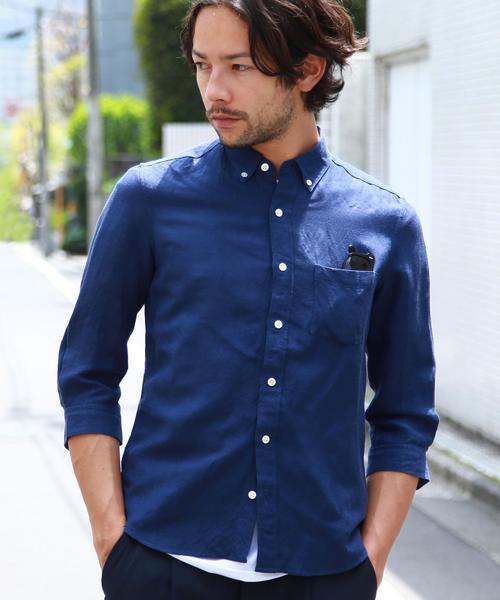 BEAUTY&YOUTH UNITED ARROWS（ビューティーアンドユースユナイテッドアローズ）の「【WEB限定】by ∴ リネン バイオウォッシュ 7スリーブシャツ◆（シャツ/ブラウス・メンズ・ブラック/ブラウン/オリーブ/ネイビー/ホワイト・MEDIUM/SMALL/LARGE）」の5枚目の写真