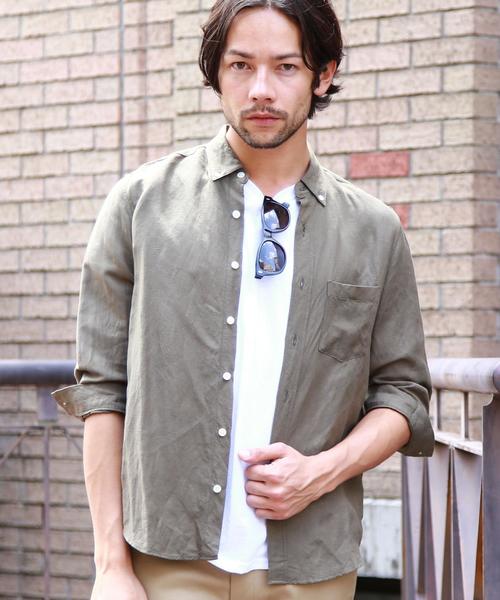 BEAUTY&YOUTH UNITED ARROWS（ビューティーアンドユースユナイテッドアローズ）の「【WEB限定】by ∴ リネン バイオウォッシュ 7スリーブシャツ◆（シャツ/ブラウス・メンズ・ブラック/ブラウン/オリーブ/ネイビー/ホワイト・MEDIUM/SMALL/LARGE）」の4枚目の写真