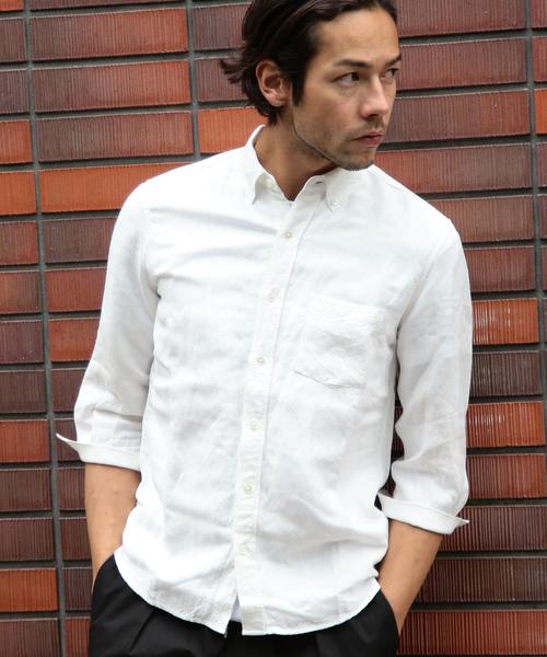 BEAUTY&YOUTH UNITED ARROWS（ビューティーアンドユースユナイテッドアローズ）の「【WEB限定】by ∴ リネン バイオウォッシュ 7スリーブシャツ◆（シャツ/ブラウス・メンズ・ブラック/ブラウン/オリーブ/ネイビー/ホワイト・MEDIUM/SMALL/LARGE）」の13枚目の写真