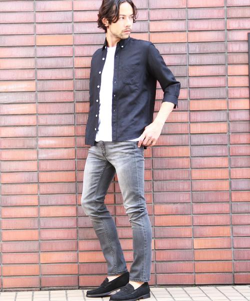 BEAUTY&YOUTH UNITED ARROWS（ビューティーアンドユースユナイテッドアローズ）の「【WEB限定】by ∴ リネン バイオウォッシュ 7スリーブシャツ◆（シャツ/ブラウス・メンズ・ブラック/ブラウン/オリーブ/ネイビー/ホワイト・MEDIUM/SMALL/LARGE）」の16枚目の写真