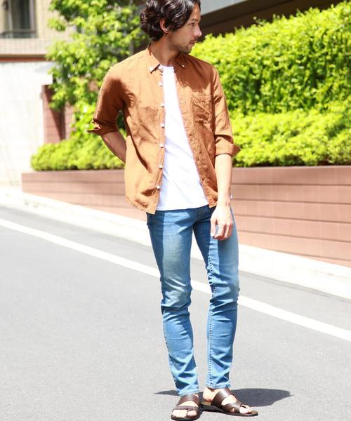 BEAUTY&YOUTH UNITED ARROWS（ビューティーアンドユースユナイテッドアローズ）の「【WEB限定】by ∴ リネン バイオウォッシュ 7スリーブシャツ◆（シャツ/ブラウス・メンズ・ブラック/ブラウン/オリーブ/ネイビー/ホワイト・MEDIUM/SMALL/LARGE）」の17枚目の写真