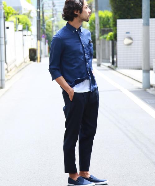 BEAUTY&YOUTH UNITED ARROWS（ビューティーアンドユースユナイテッドアローズ）の「【WEB限定】by ∴ リネン バイオウォッシュ 7スリーブシャツ◆（シャツ/ブラウス・メンズ・ブラック/ブラウン/オリーブ/ネイビー/ホワイト・MEDIUM/SMALL/LARGE）」の19枚目の写真