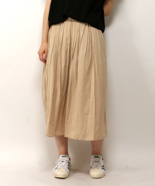 LBC(エルビーシー)の「レーヨンポリエステルギャザースカート (スカート・レディース・ダークグレー/ダークブルー/ベージュ・MEDIUM/LARGE)」の1枚目の写真