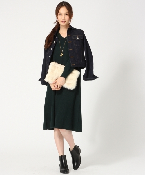 GLOBAL WORK(グローバルワーク)の「アゼVネックAラインニットワンピース/726115(ワンピース・レディース・グレー/ブラック/カーキ・LARGE/MEDIUM)」の13枚目の写真