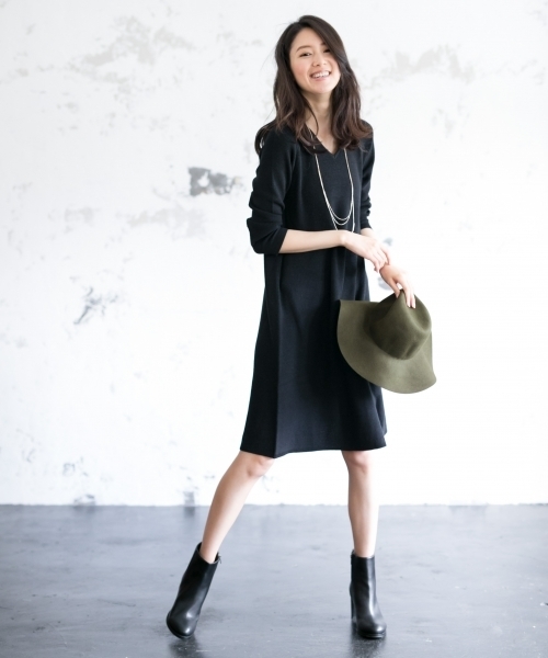 GLOBAL WORK(グローバルワーク)の「アゼVネックAラインニットワンピース/726115(ワンピース・レディース・グレー/ブラック/カーキ・LARGE/MEDIUM)」の10枚目の写真