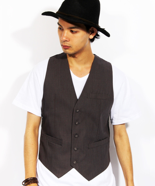 ８(eight)（エイト）の「スーツ生地ジレベスト（ベスト・メンズ・ネイビー/ブラック/グレー/ワイン/ベージュ・LARGE/X-LARGE/MEDIUM/XX-LARGE）」の3枚目の写真