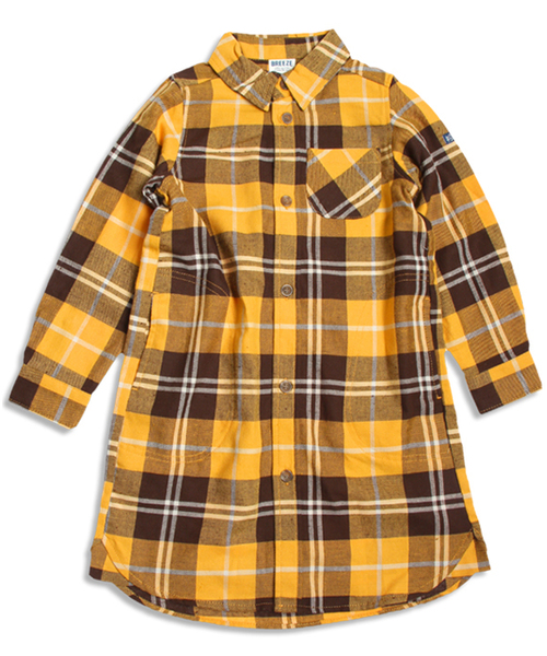 BREEZE（ブリーズ）の「チェックシャツワンピ（ワンピース・キッズ・レッド/イエロー/ブルー・100/80/90/110/130/140/120/95）」の2枚目の写真