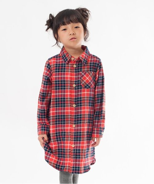 BREEZE（ブリーズ）の「チェックシャツワンピ（ワンピース・キッズ・レッド/イエロー/ブルー・100/80/90/110/130/140/120/95）」の3枚目の写真